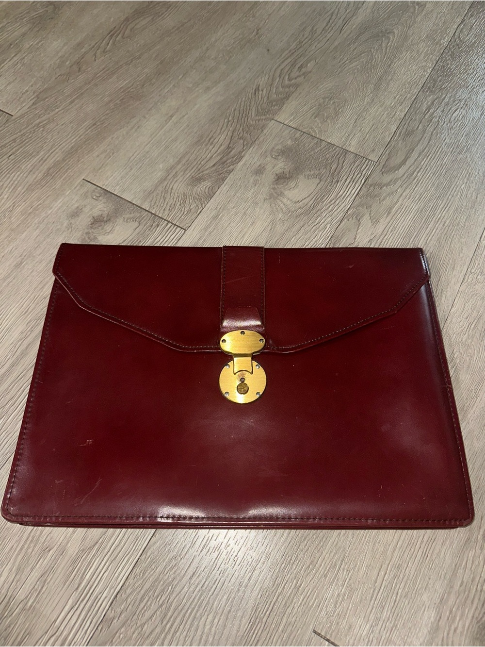 Vtg Burnt Red Leather Business Attaché Portfolio Laptop Case